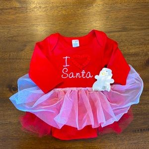 Baby Gear “I ❤️ Santa” Onesie with Tutu, Size 0-3M